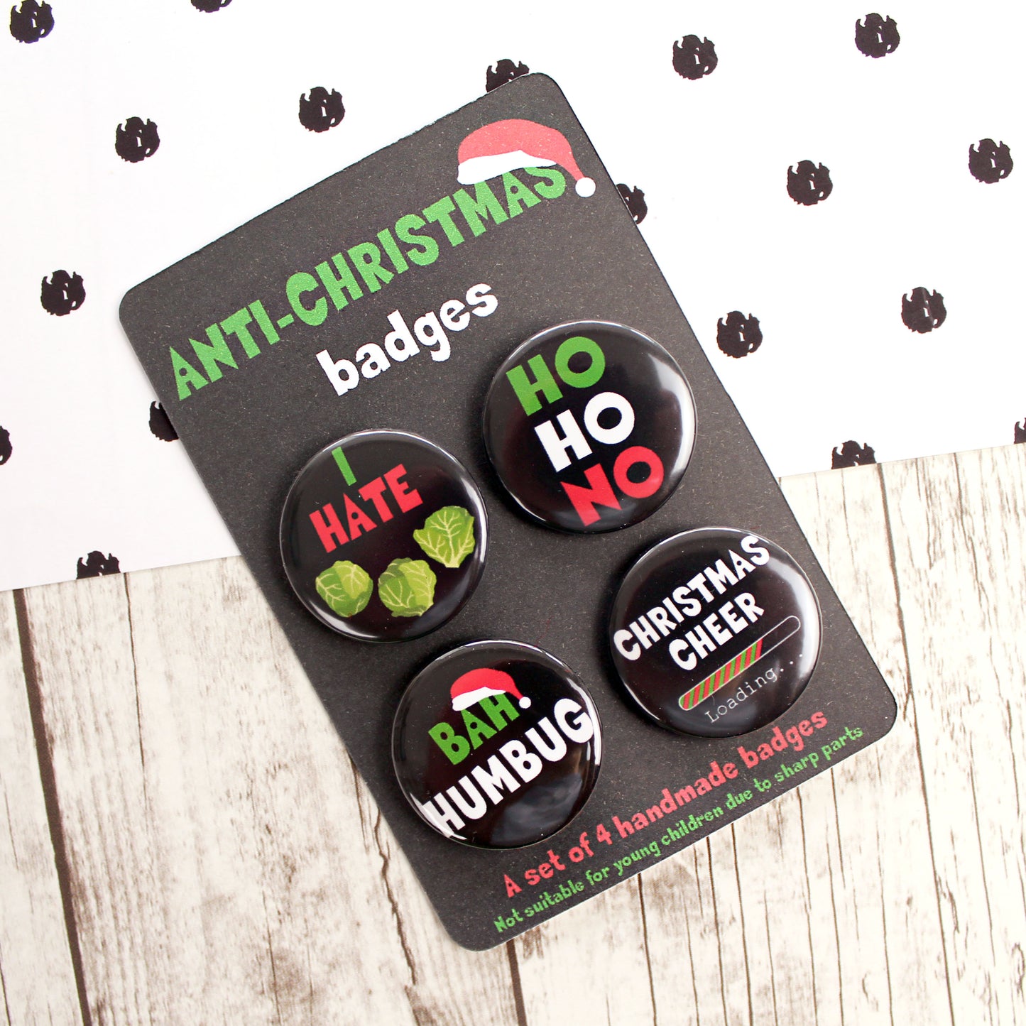 Anti Christmas Bah Humbug Button Badges