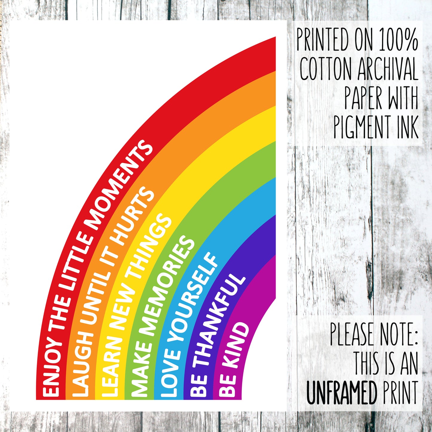 Children's affirmations rainbow print