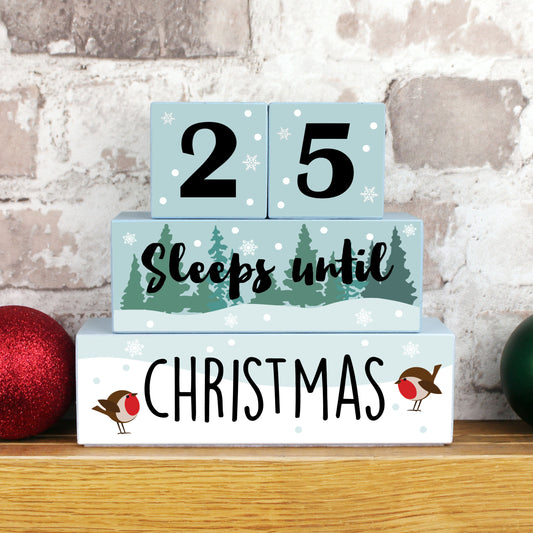 Christmas Wooden Countdown Blocks, Sleeps Until Christmas Advent Calendar