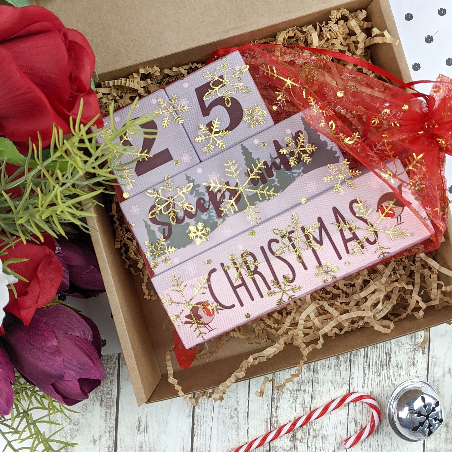 Christmas Wooden Countdown Blocks, Sleeps Until Christmas Advent Calendar