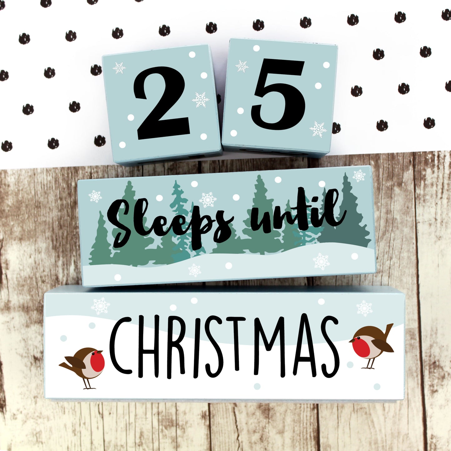 Christmas Wooden Countdown Blocks, Sleeps Until Christmas Advent Calendar