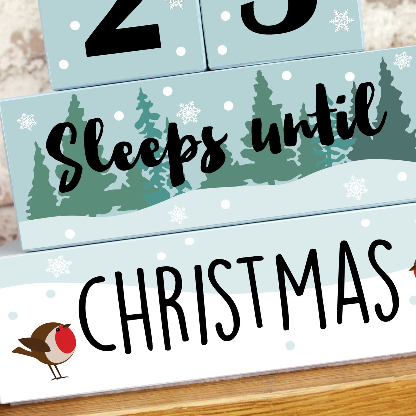 Christmas Wooden Countdown Blocks, Sleeps Until Christmas Advent Calendar