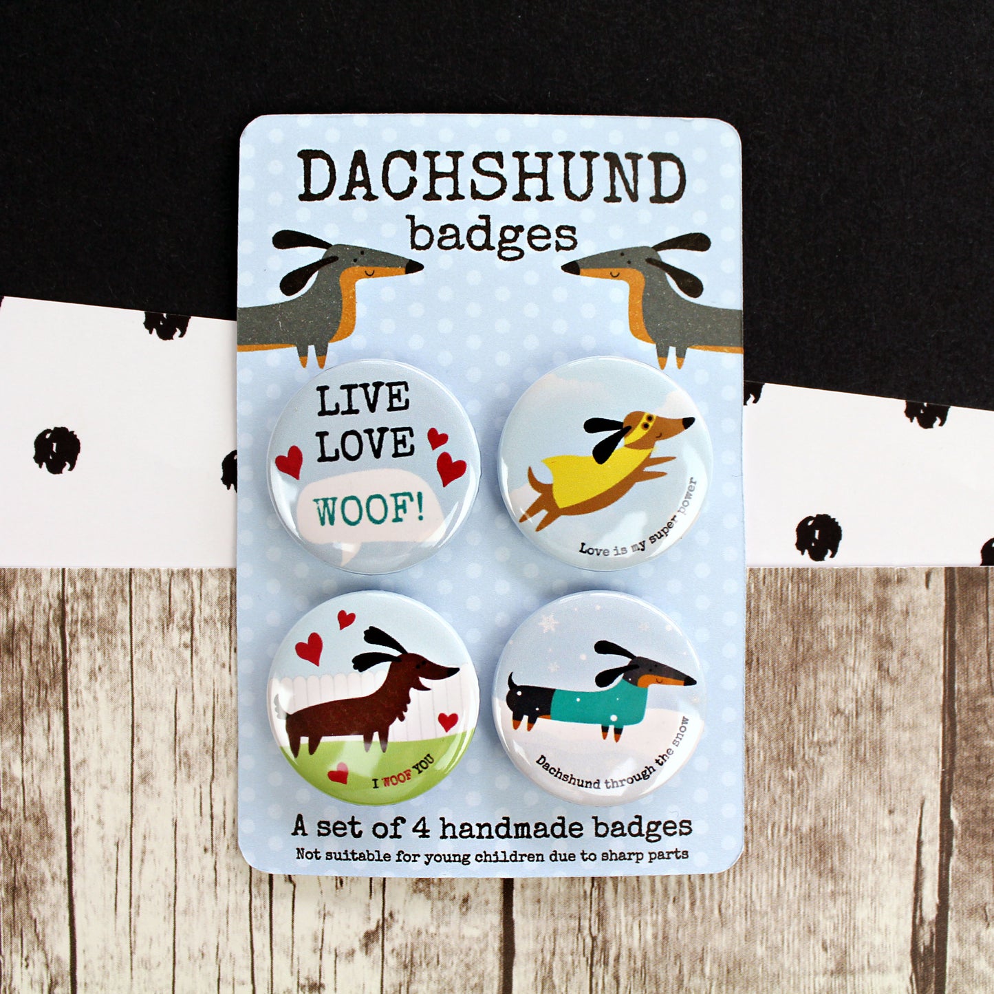 Fun dachshund badges