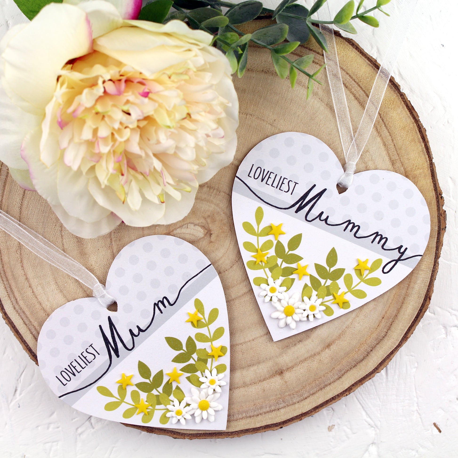 Loveliest Mummy and loveliest Mum wooden heart keepsake