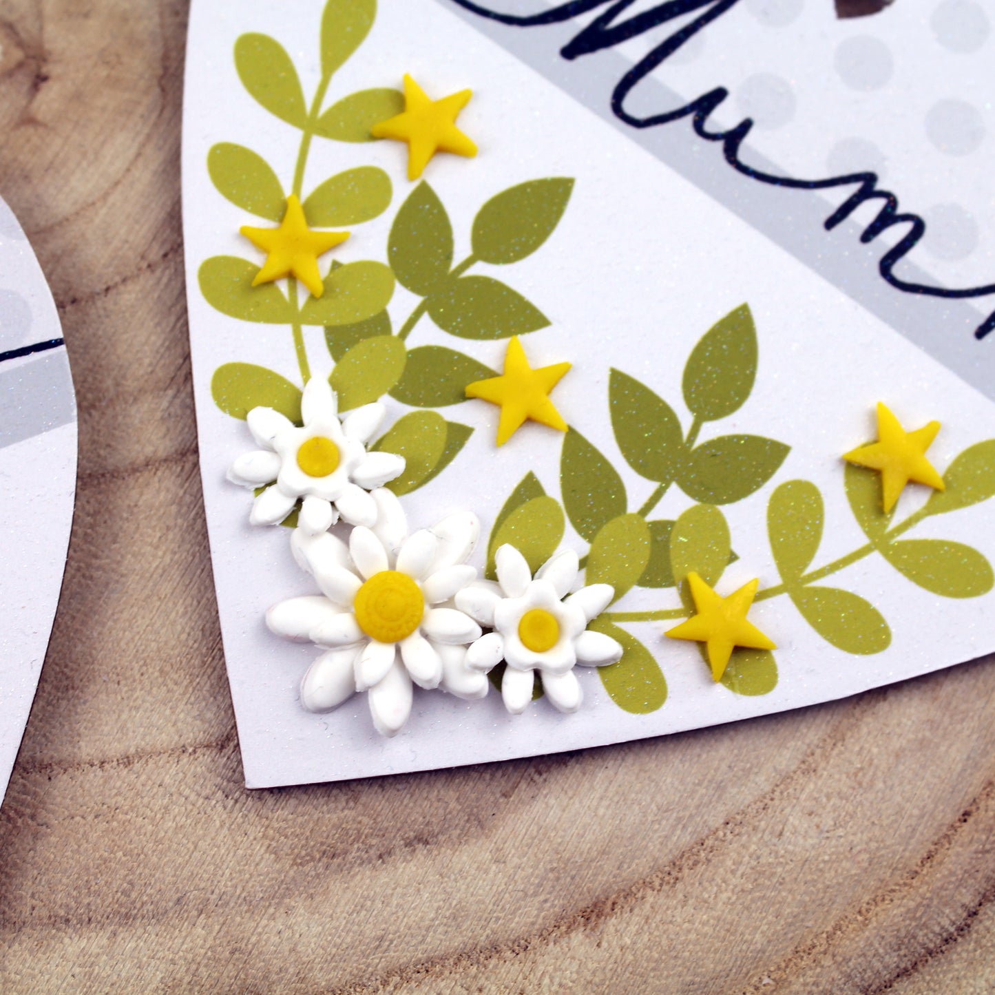 Close up of polymer clay flowers