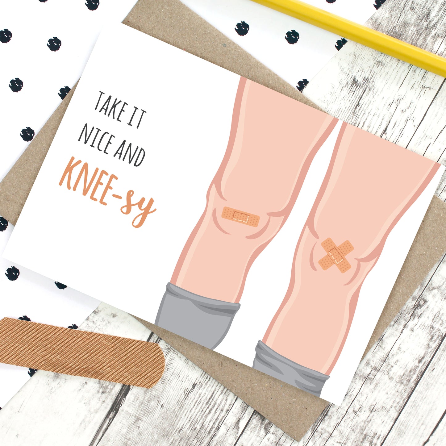 Take it nice and kneesy get well soon card