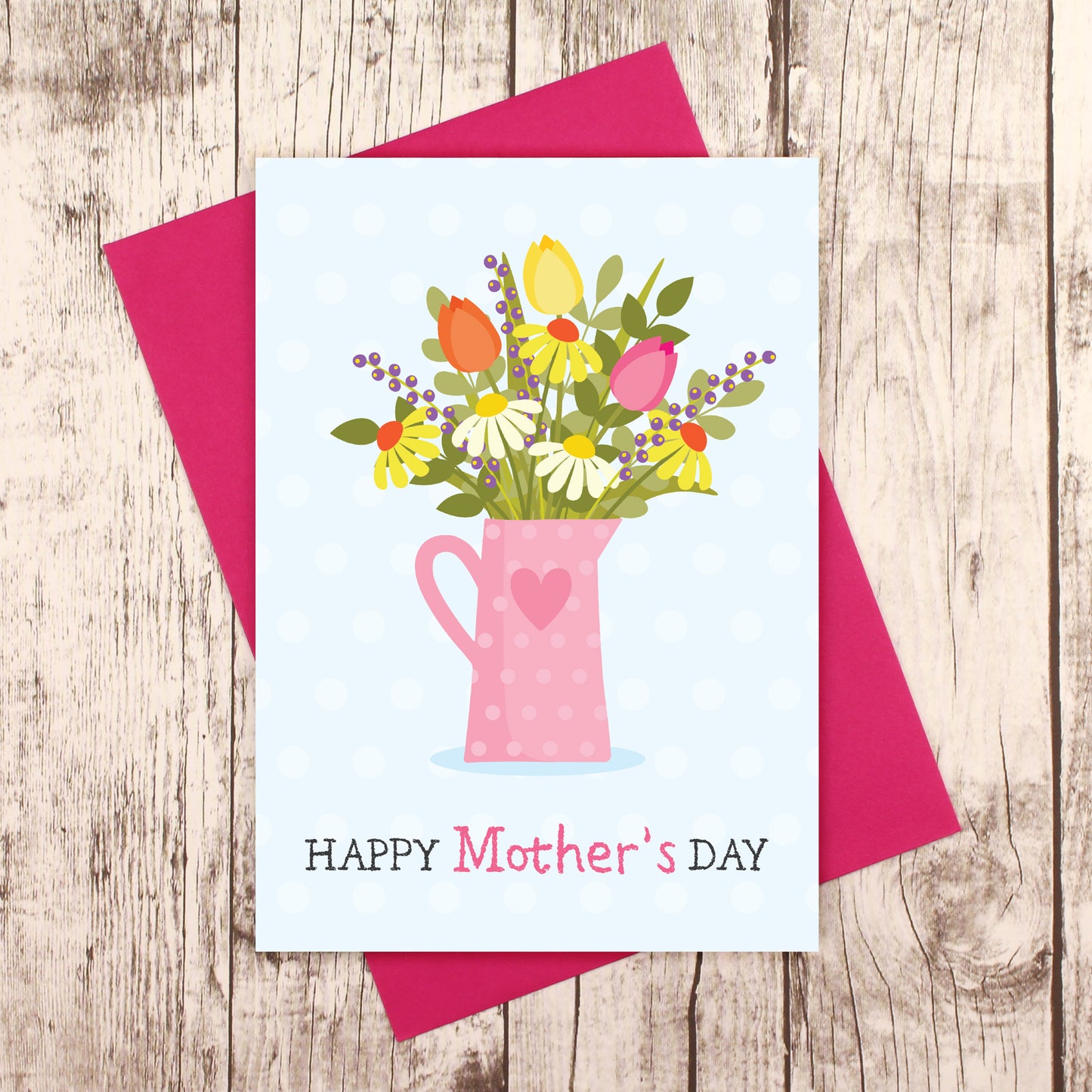 Happy Mother's Day card with a jug of flowers