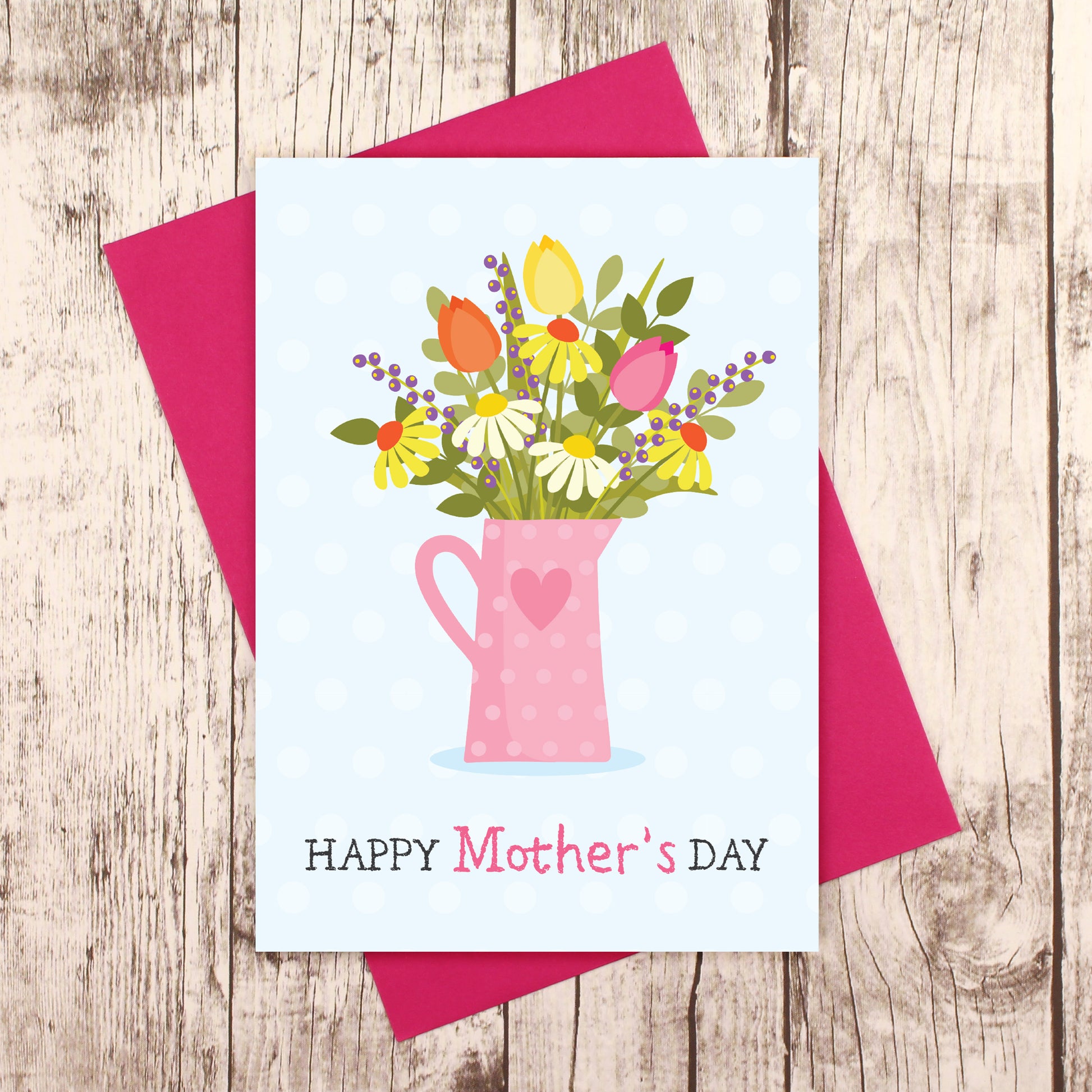 Happy Mother's Day card with a jug of flowers