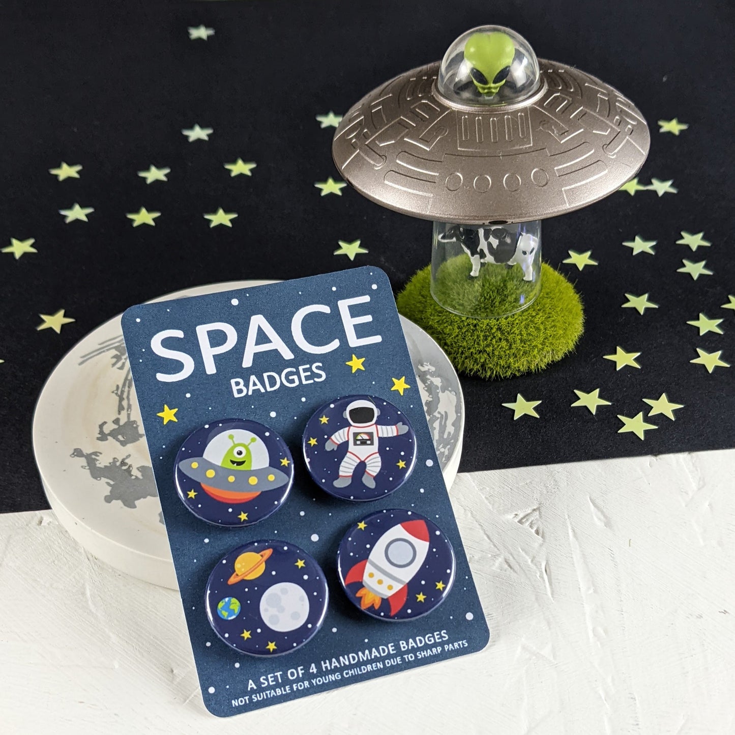 Cute Space Themed Badge Set
