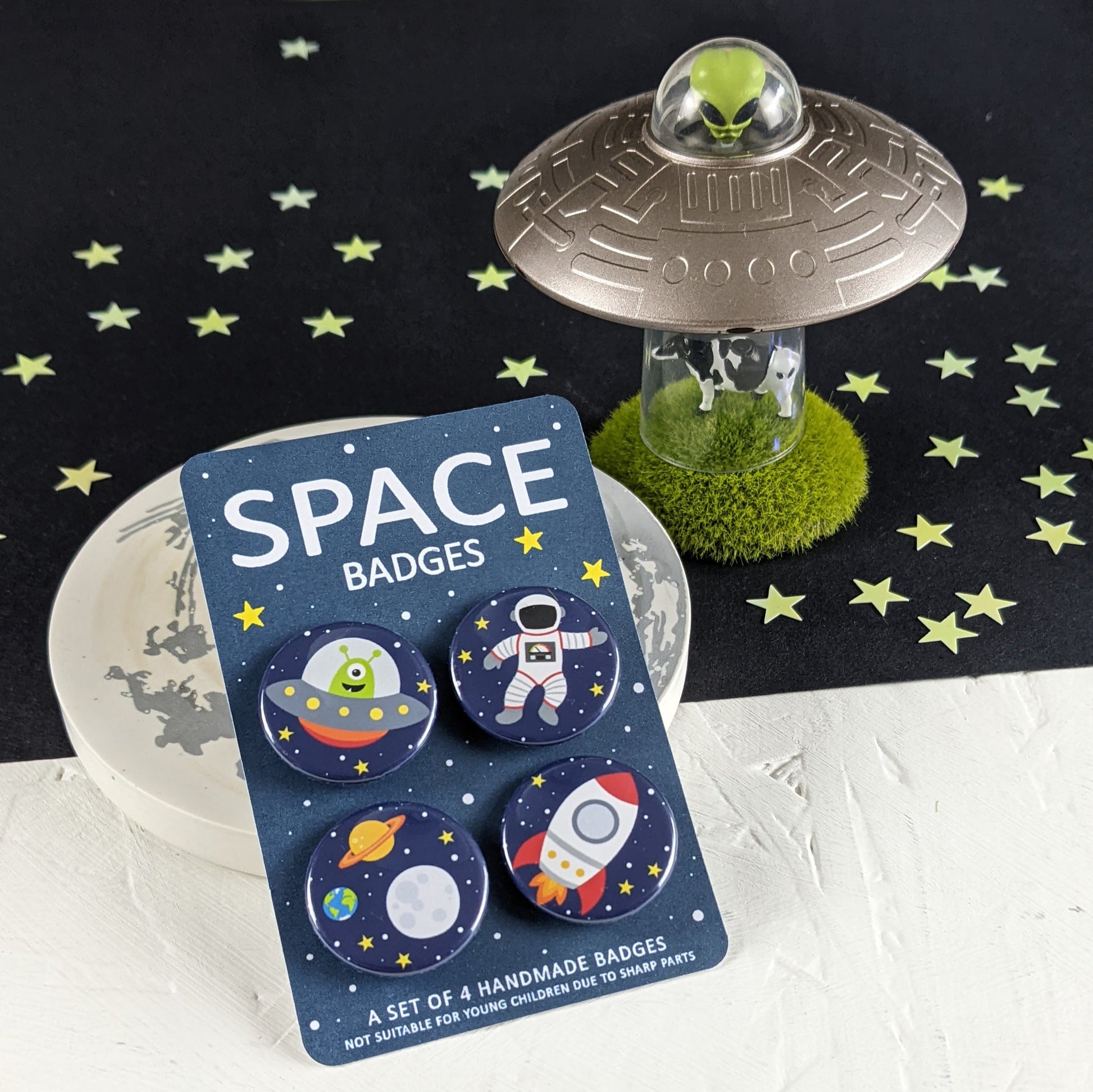 Cute Space Themed Badge Set