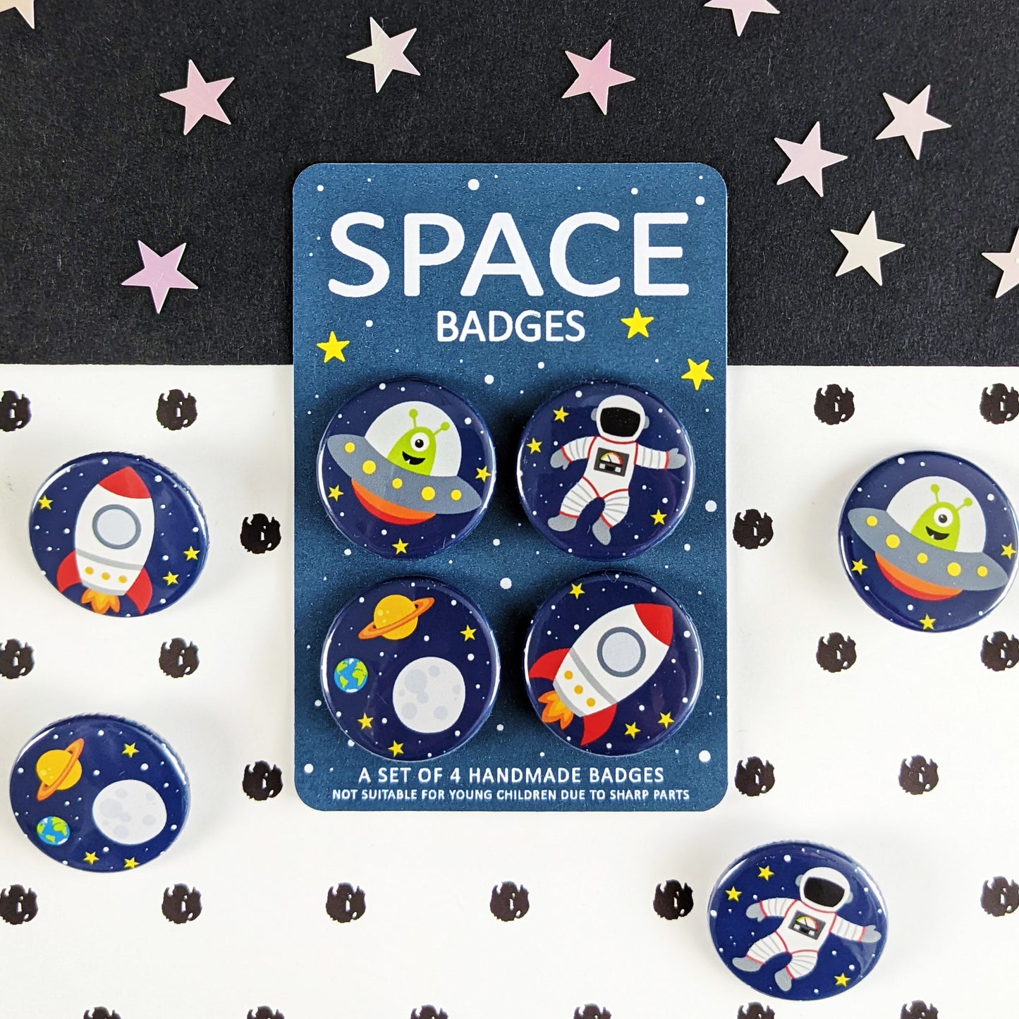 Space Badges Set of 4