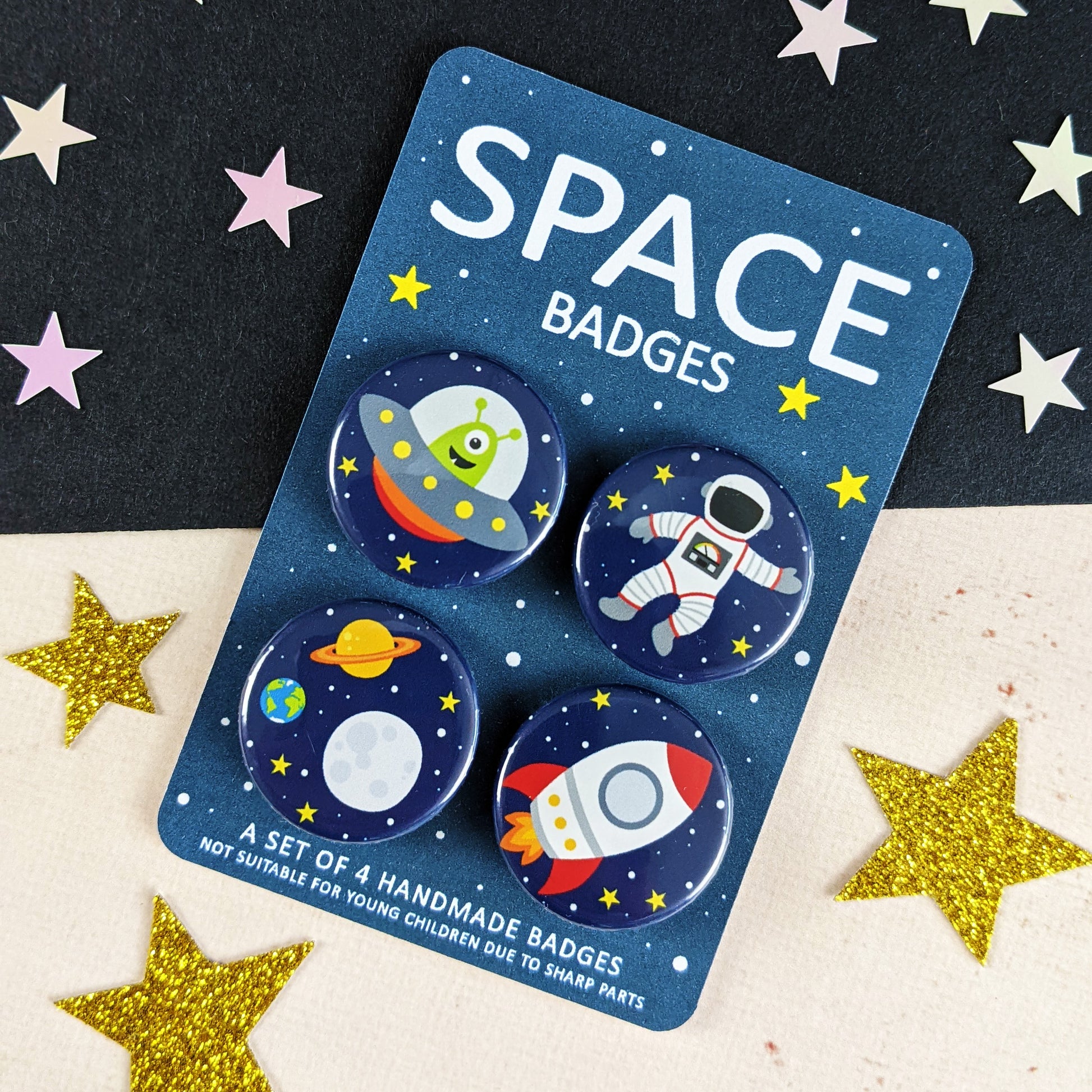 Rocket, UFO, astronaut and planets