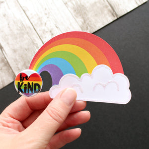 Be kind mini badge and rainbow