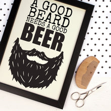 Load image into Gallery viewer, A good beard needs a good beer wall art