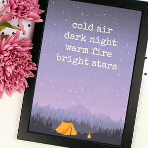 Camping under the stars print
