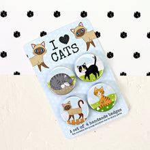 Load image into Gallery viewer, Set of four cat badges