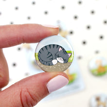 Load image into Gallery viewer, Grey tabby cat badge