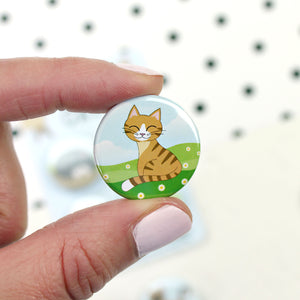 Ginger tabby cat badge