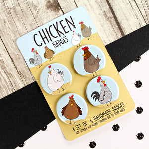 funny chicken badges