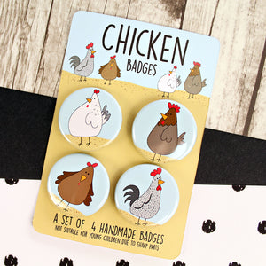 Hen and chicken badges
