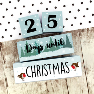 Christmas Wooden Countdown Blocks, Sleeps Until Christmas Advent Calendar