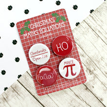 Load image into Gallery viewer, Set of four Christmas maths badges