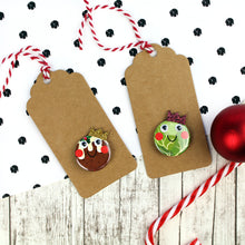 Load image into Gallery viewer, Christmas gift tags with Christmas pudding badge or sprout badge