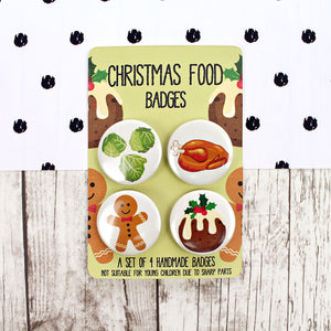 Set of four Christmas food badges