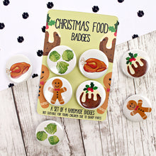 Load image into Gallery viewer, Christmas food badges with gingerbread and sprouts