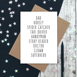 Dad roles Father's Day Card