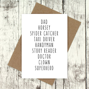Father's Day card with dad roles