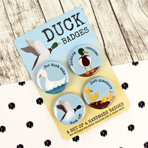 Duck Rude Word Pun Pin Badges - Set of Four