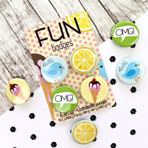 Ice cream and lemons button badges