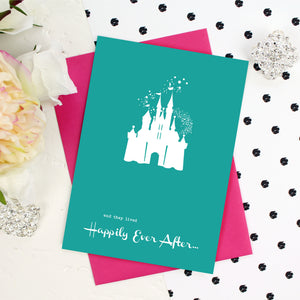 Fairy tale castle wedding day card