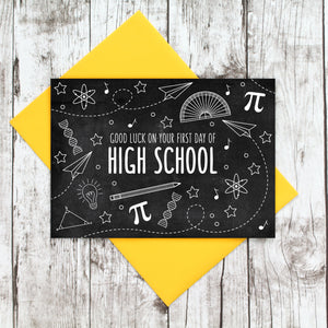 Good Luck on Your First Day of High School Blackboard Card