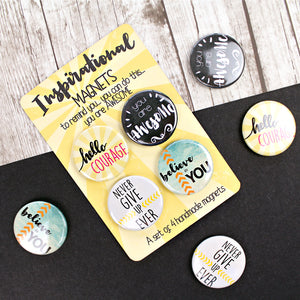 Inspirational magnets with motivational phrases