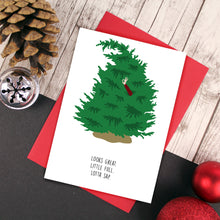 Load image into Gallery viewer, Christmas tree with hand poking out with OK sign
