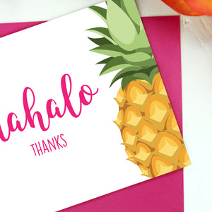 Close up of pineapple on mahalo card