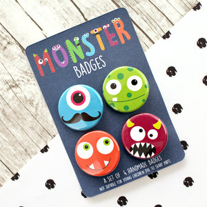 Monster badges set of 4