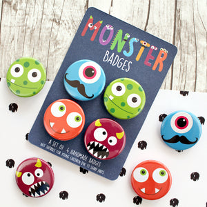 Fun and colourful monster badges