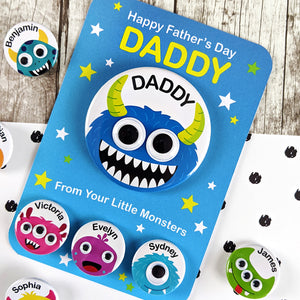 Daddy monster badge with 3 little monster badges