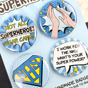 Close up of NHS superhero badges