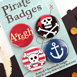 Close up of pirate badge set