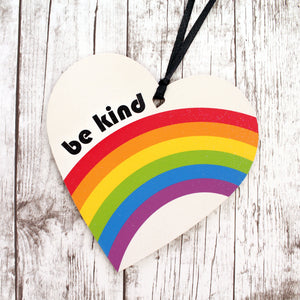 Be kind heart with retro rainbow