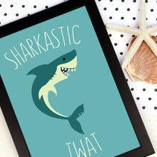 Load image into Gallery viewer, Close up of sharkastic twat print