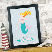 Load image into Gallery viewer, Swim with mermaids wall art