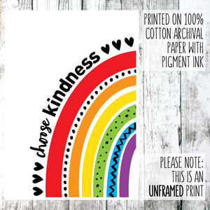 Choose Kindness Rainbow Print