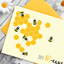 Load image into Gallery viewer, Bees around orange honeycomb