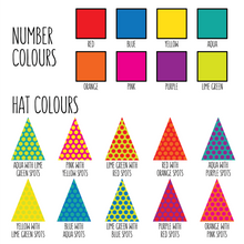 Load image into Gallery viewer, Number colours &amp; hat colours