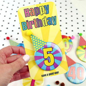 Happy birthday badge with party hat
